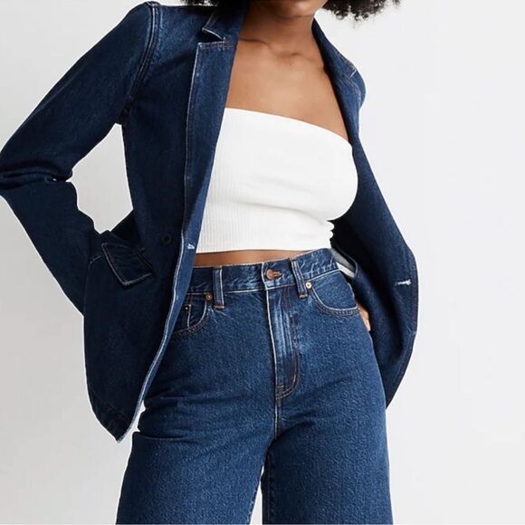 Madewell Denim Blazer Size XXS Oversized Relaxed Fit - Picture 2 of 13